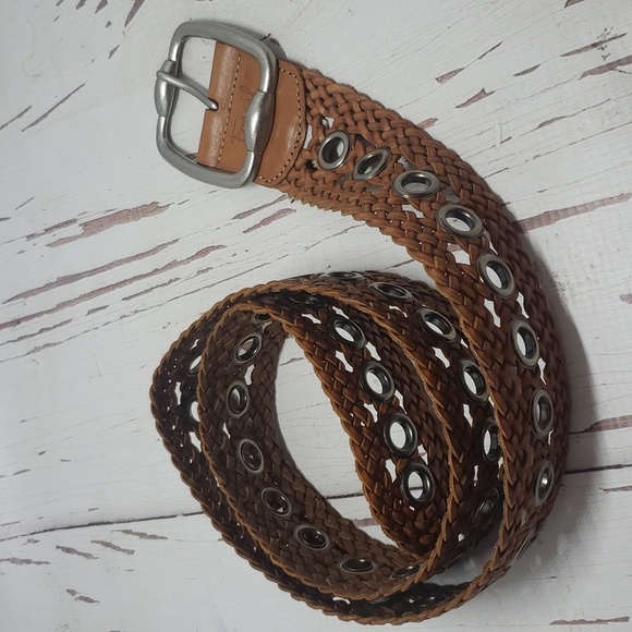 Fossil brown breided wide belt adjustable - Picture 2 of 4